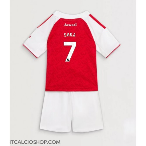 Arsenal Bukayo Saka #7 Prima Maglia Bambino 2025-26 Manica Corta (+ Pantaloni corti)